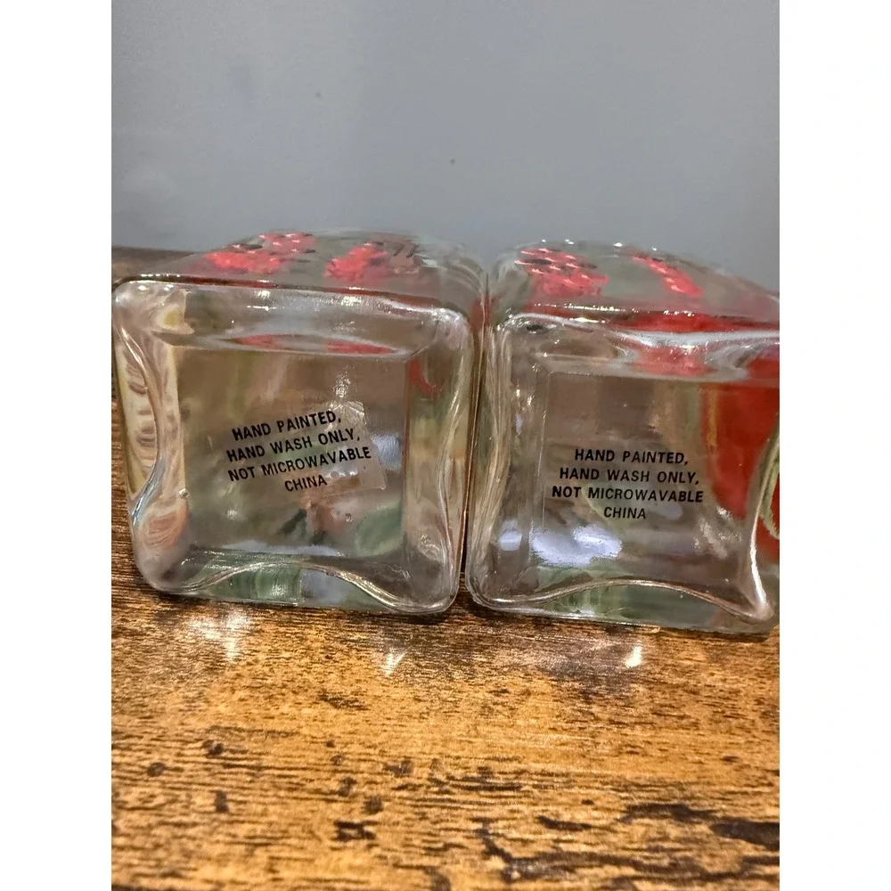 Home Essentials Hand Painted Glass Salt and Pepper Shakers Vinegar Bottles‎